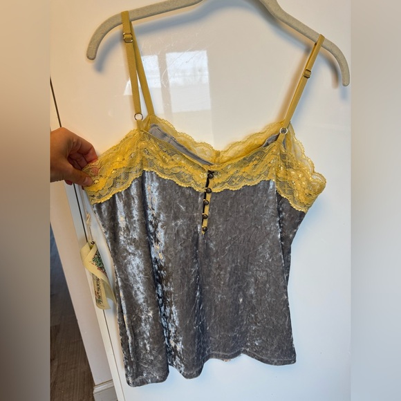 Aratta Silver Velvet Lace Cami with Cream Trim - Picture 4 of 7